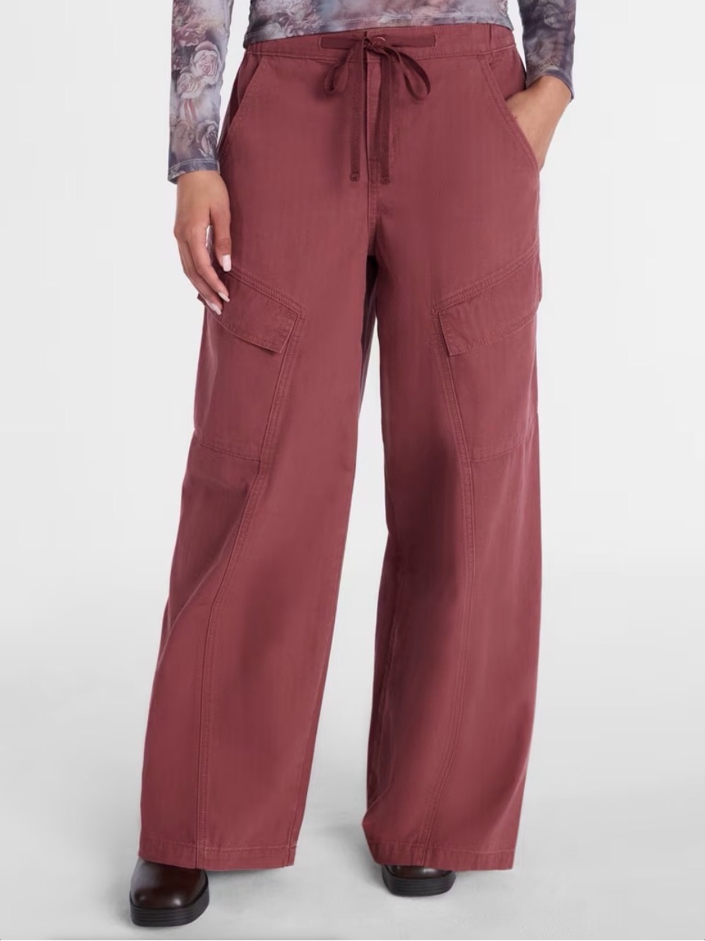 A591 Wide-Leg Utility Cargo Pants in Dusty Rose